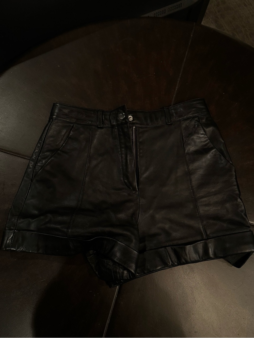 Maje Black Faux Leather High-Waist Shorts